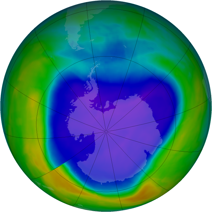 Antarctic ozone map for 24 September 2008